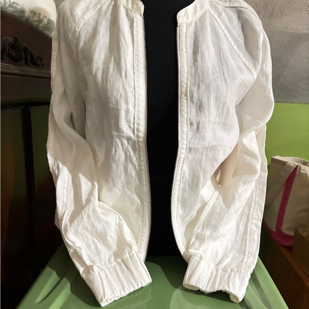 Tommy Bahama White Two Palms Bomber Jacket Small